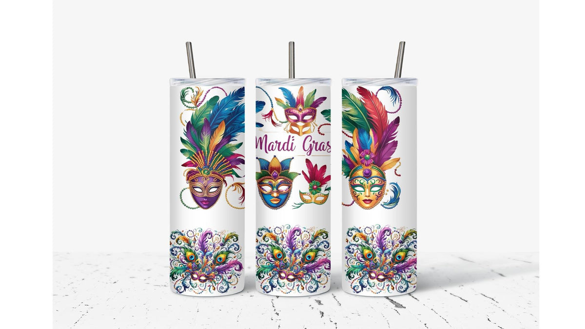 Mardi Gras Feather Mask Tumbler