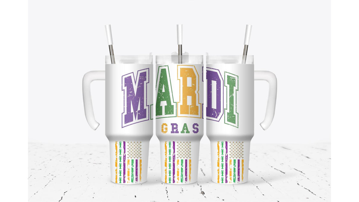 Mardi Gras Retro Flags Tumbler