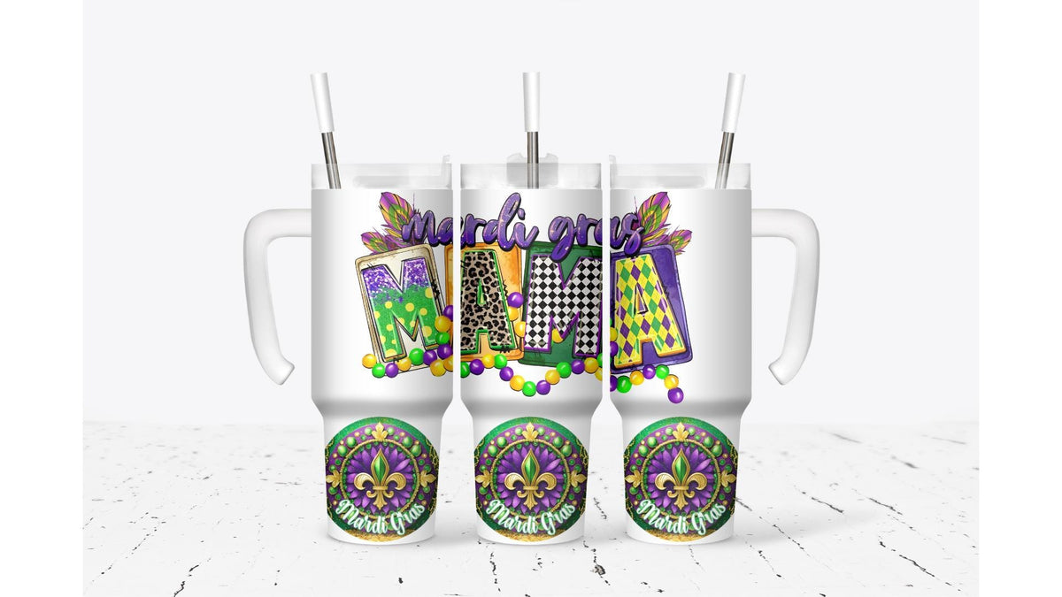 Mardi Gras Mama Tumbler