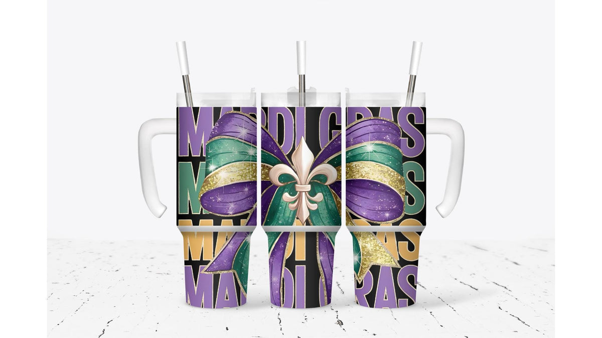 Mardi Gras Pastel Ribbon Tumbler
