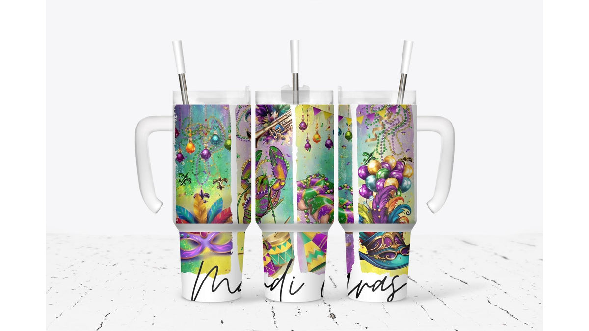Mardi Gras Collage Tumbler