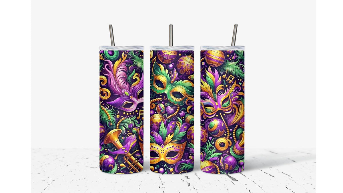 Mardi Gras Mask and Trumpet Tumbler