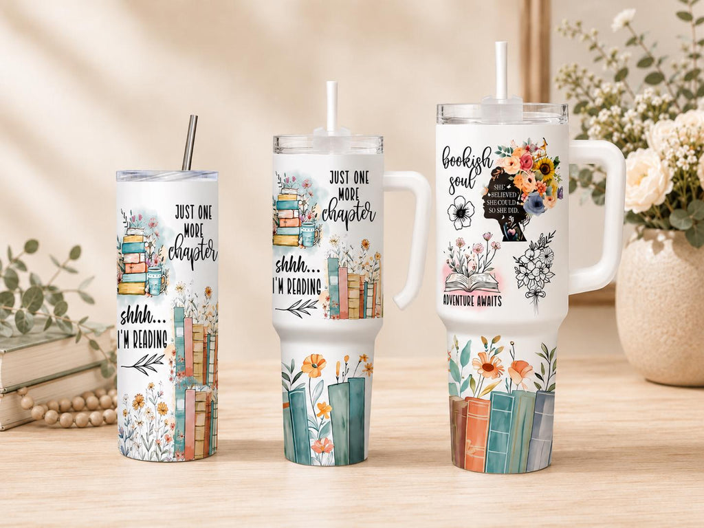 It’s a Good Day to Read Book Lover Tumbler, Personalized Floral Reading Cup, 20 oz 30 oz or 40 oz