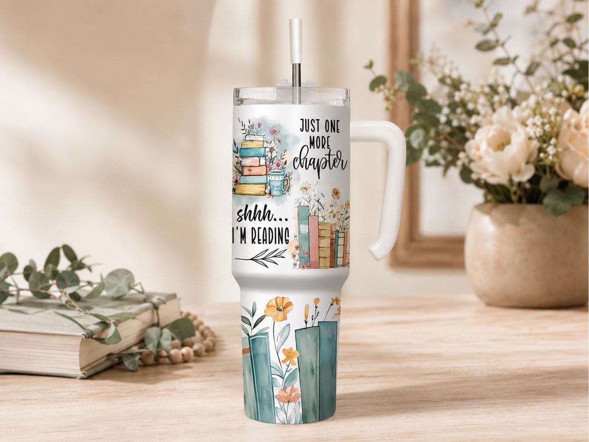 It’s a Good Day to Read Book Lover Tumbler, Personalized Floral Reading Cup, 20 oz 30 oz or 40 oz