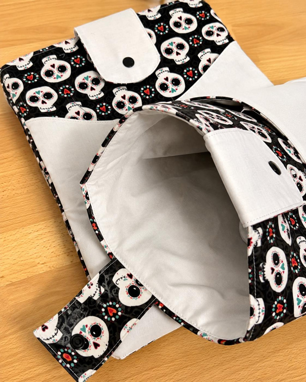 Sugar Skull Laptop Sleeve, Padded Fabric Laptop Case with Pocket & Snap Closure