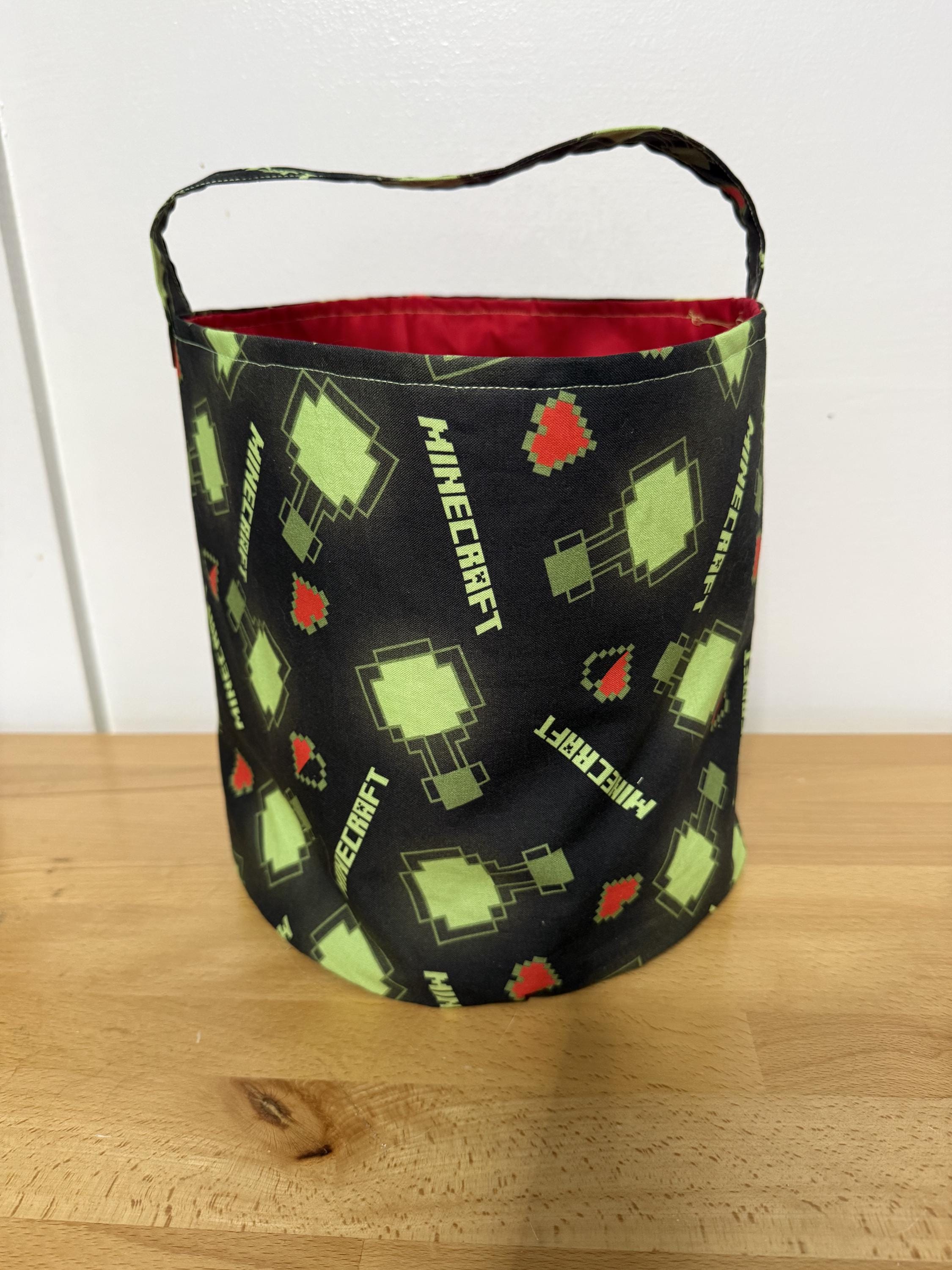 Handmade Halloween Fabric Bucket, Kids Trick or Treat Bag, Reusable Candy Basket, Fabric Halloween Basket, Gift Bucket, Toy Storage Bin